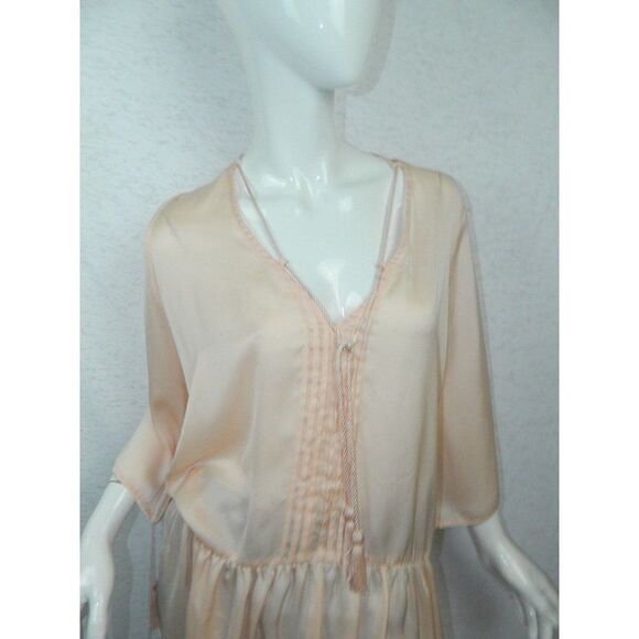 Ecru Lab Shirt Peach Orange Silky Tunic with Tassels Size Small‎ - Picture 5 of 12